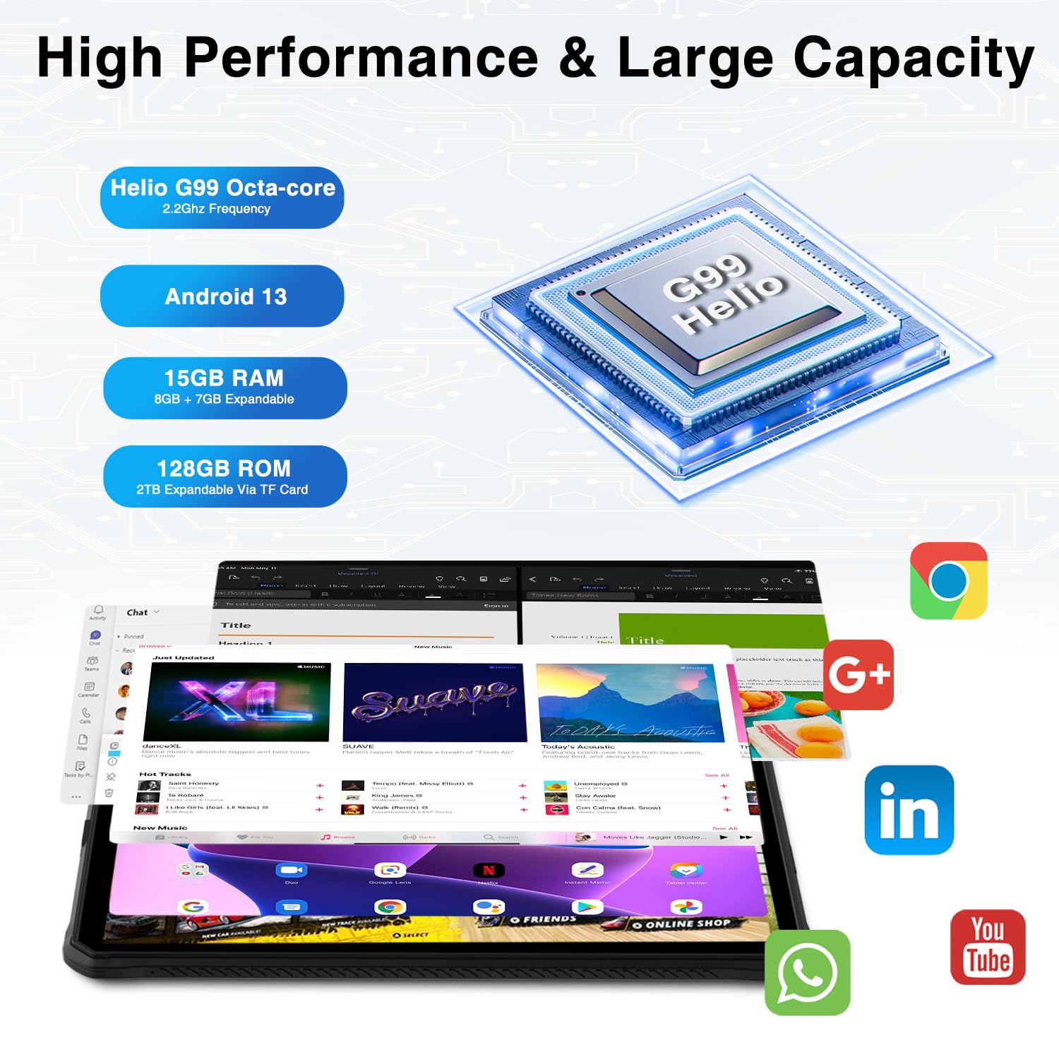 Doogee R10 10,36-calowy wyświetlacz 2K Tablet o dużej baterii i pojemności 10800 mAh